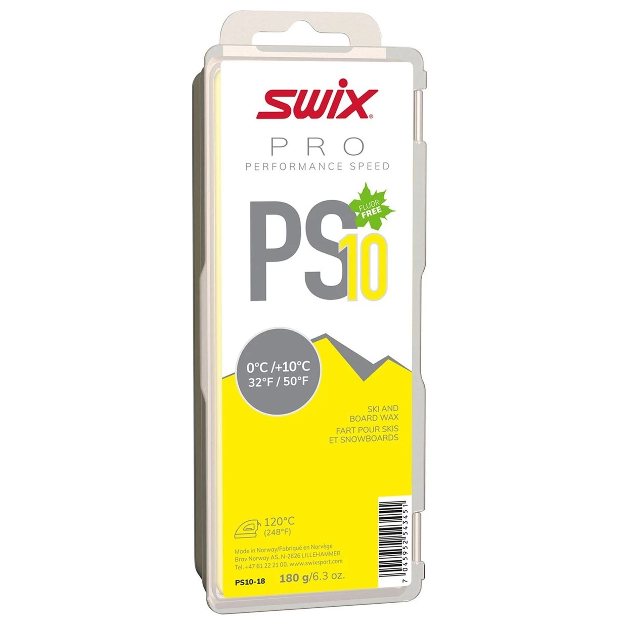 Swix Skiwachs PS10 Yellow 0°/+10° 180 G 3 Swix Skiwachs PS10 Yellow 0°/+10° 180 G